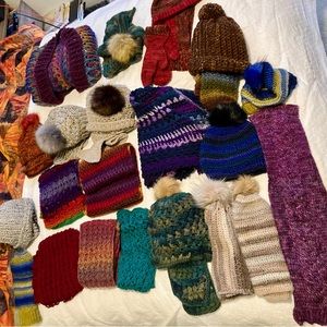 Miscellaneous scarves, hats, wraps. Hand-crafted, high quality materials.